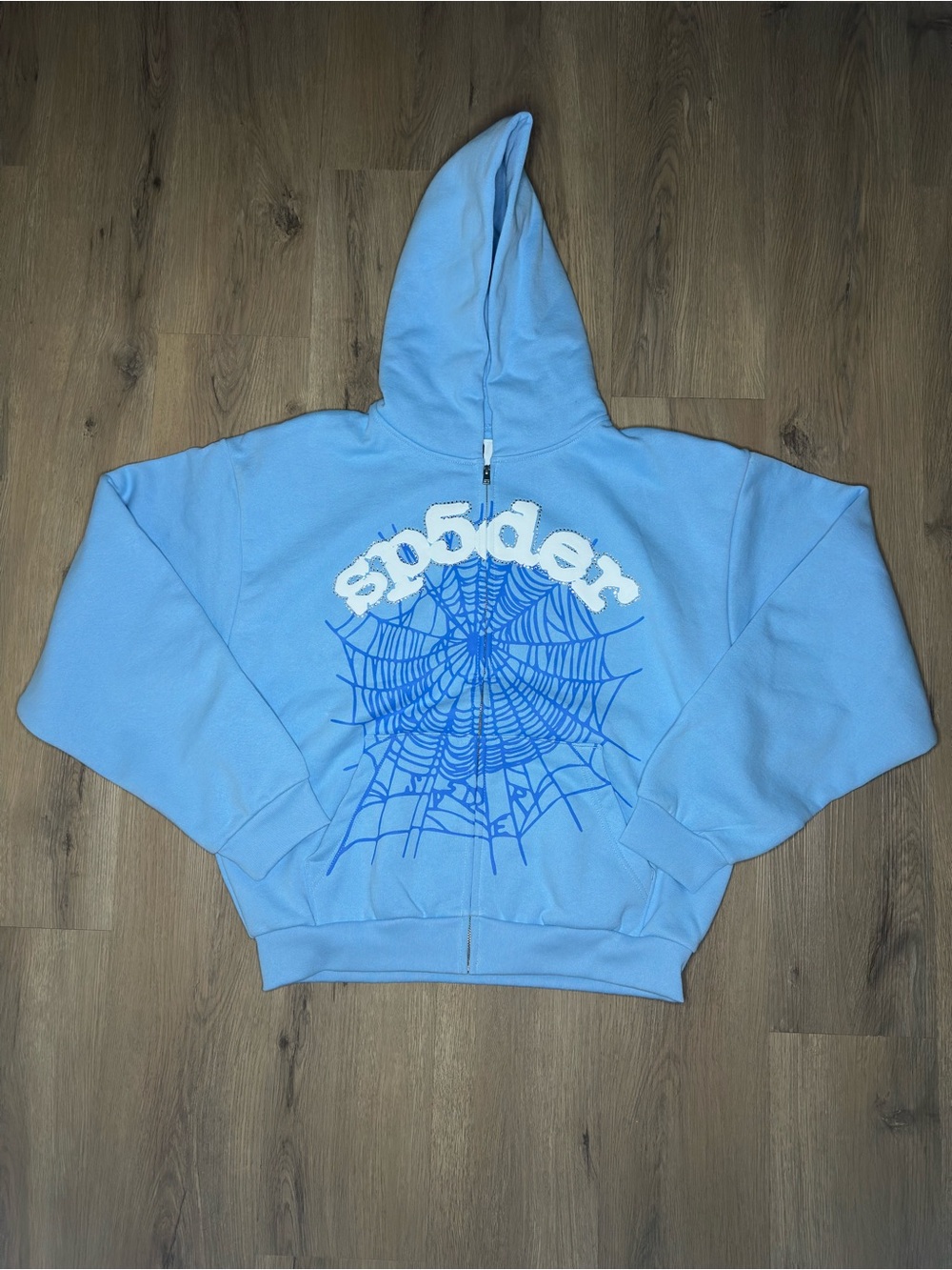 Sp5der OG Web ‘Sky Blue’ Zip Up Hoodie